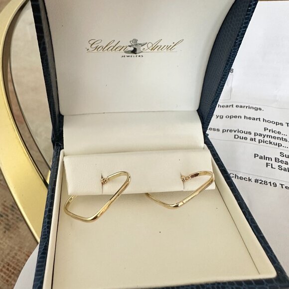 Gold Heart Earrings - Picture 3 of 5